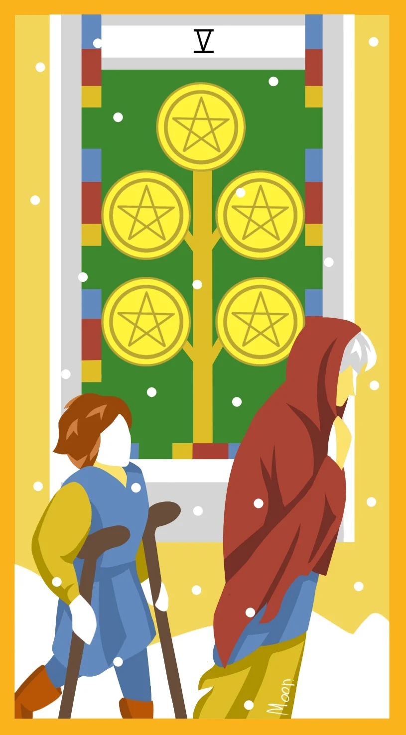 Пятёрка Пентаклей — карта Таро