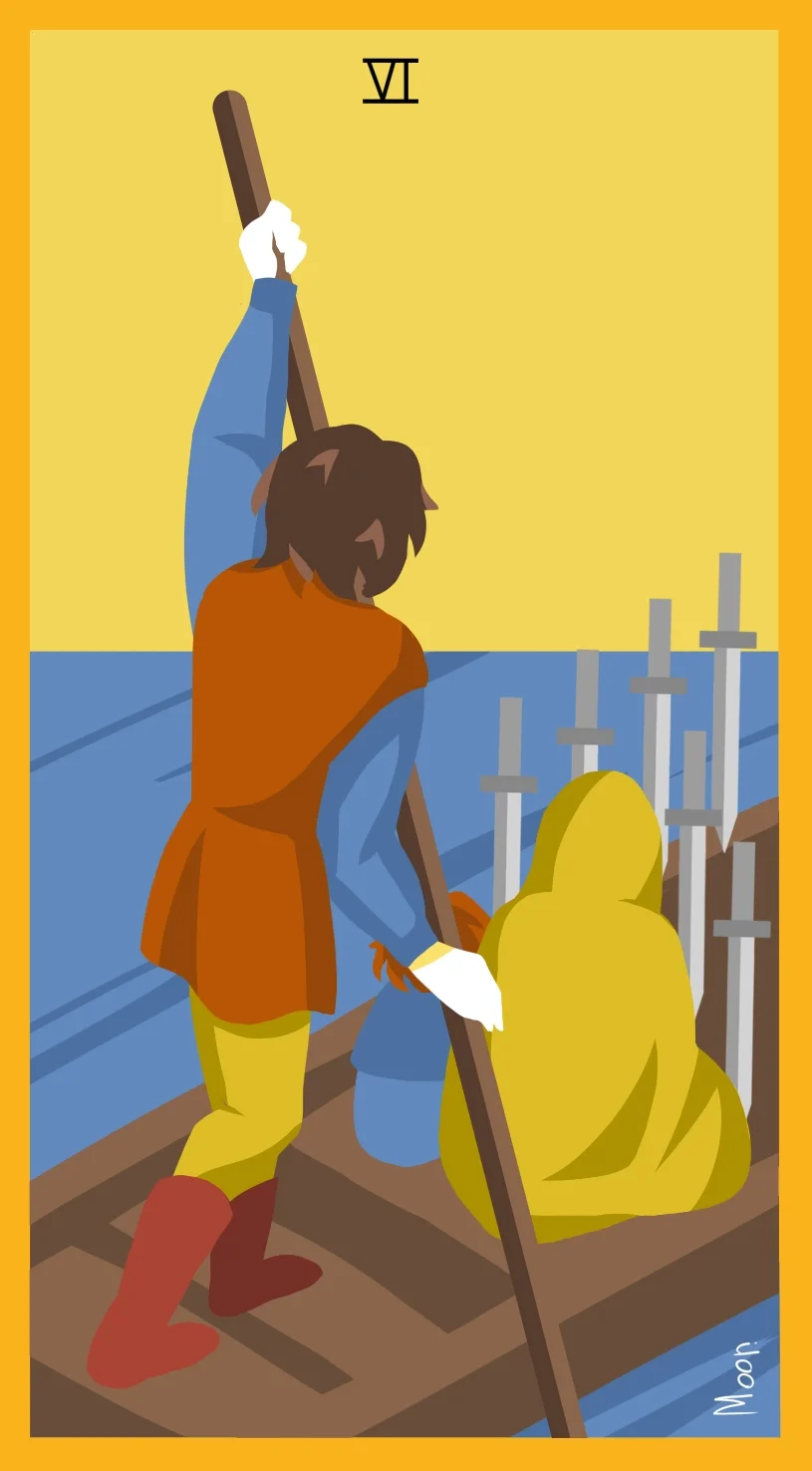 Шестёрка Мечей — карта Таро