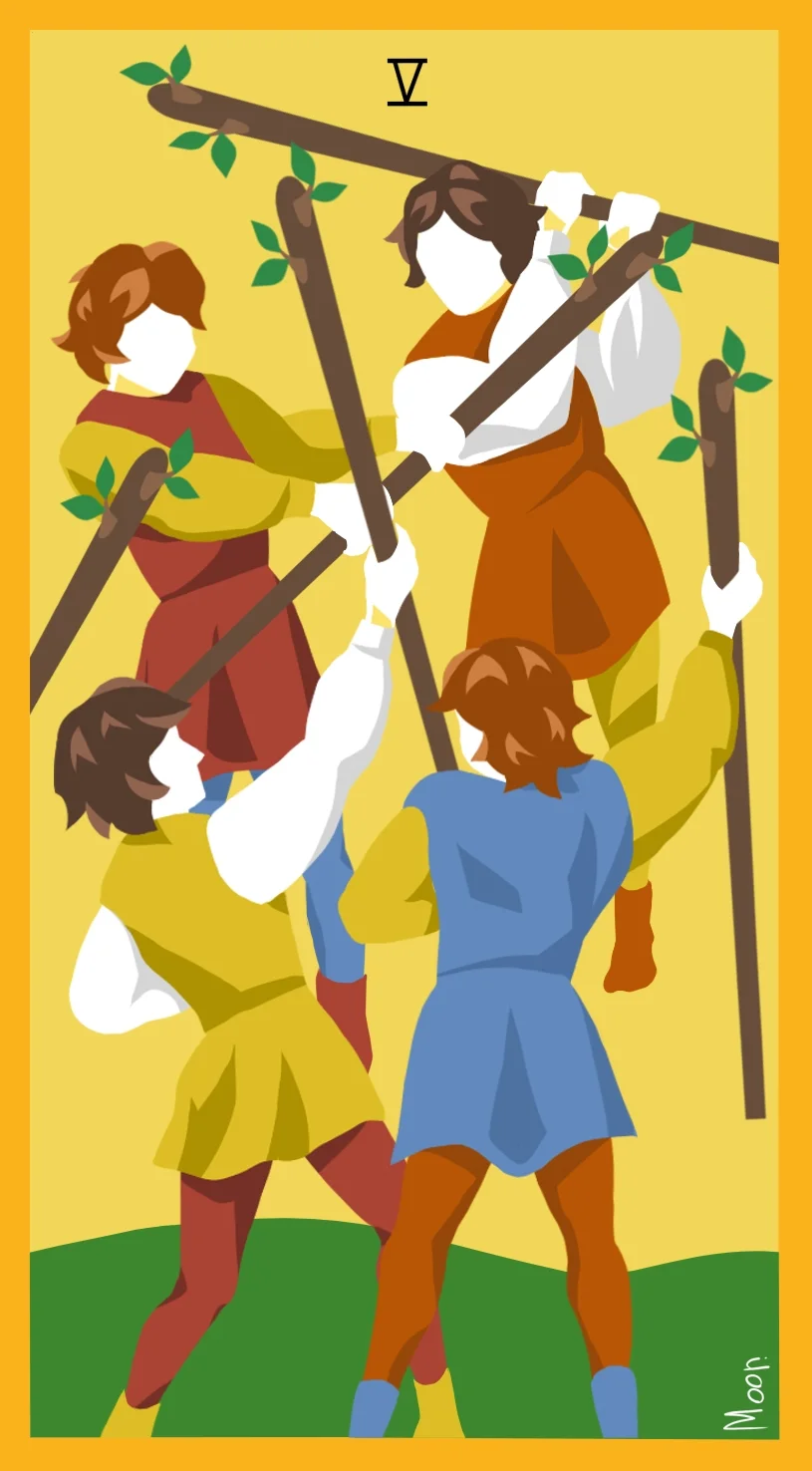 Пятёрка Жезлов — карта Таро